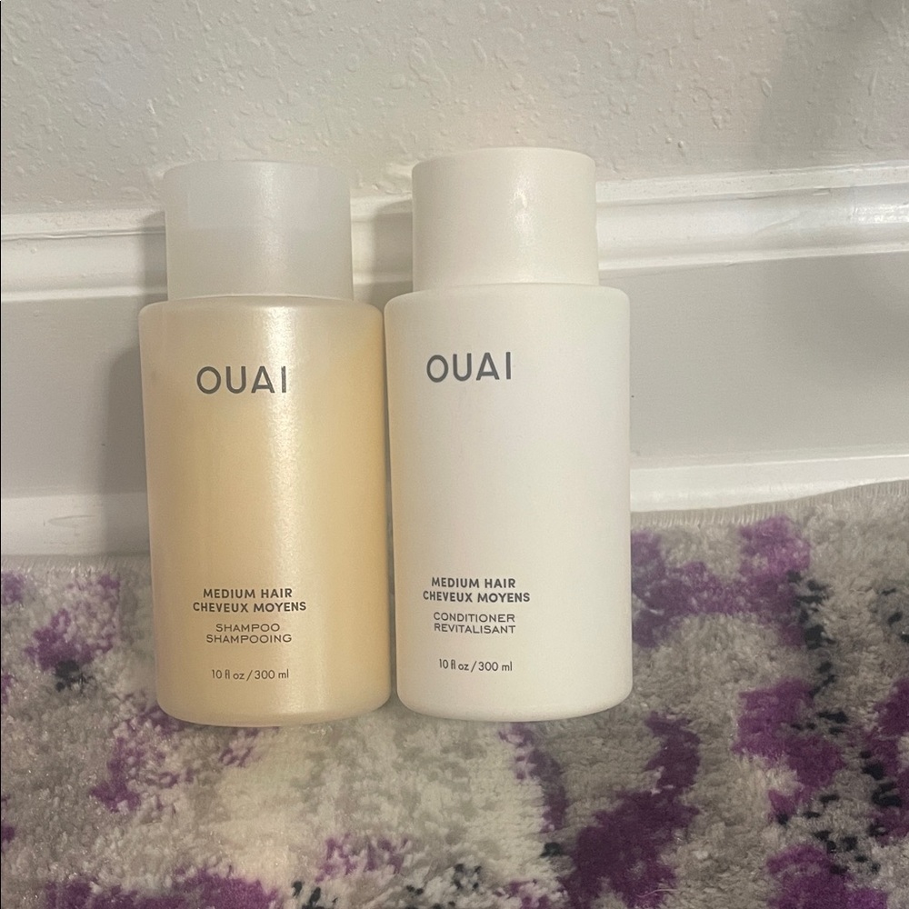 OUAI Medium Hair Shampoo and Conditioner Set - Cream and White